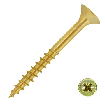 Süllyesztett fejű forgácslapcsavar, részmenetes, PZ, sárgára passz., 3,5x30 /18
