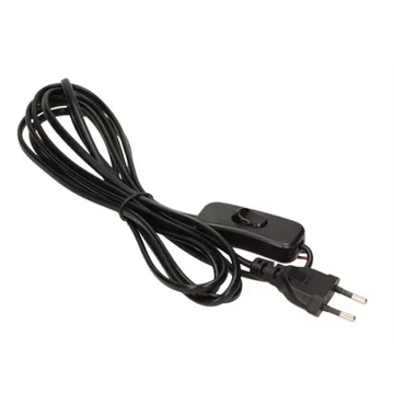 Hálózati szerelhető vezeték kapcsolóval 2m MTL 2x0,75 mm2 fekete