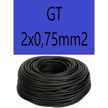 GT 2x0,75 fekete 300/500V gumikábel  H05RR-F 