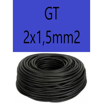GT 2x1,5 fekete 300/500V gumikábel  H05RR-F 