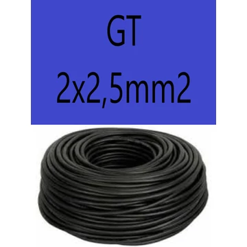 GT 2x2,5 fekete 300/500V gumikábel  H05RR-F 