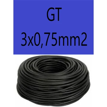 GT  3x0,75 fekete 300/500V gumikábel  H05RR-F 