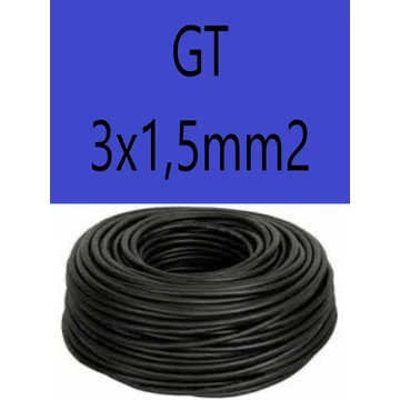 GT 3x1,5 fekete 300/500V gumikábel  H05RR-F 