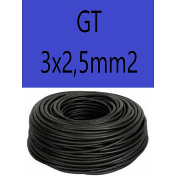 GT  3x2,5 fekete 300/500V gumikábel  H05RR-F 
