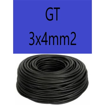 GT  3x4 fekete 300/500V gumikábel  H05RR-F 