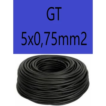 GT 5x0,75 fekete 300/500V gumikábel  H05RR-F 