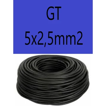 GT 5x2,5 fekete 300/500V gumikábel  H05RR-F 
