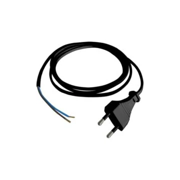 Hálózati szerelhető vezeték MTL 2x0,75mm2 fekete 1,5m EURO dugvillával H03VVH2-F 