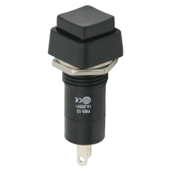 Nyomógombos kapcsoló, 1 áramkör, 1 A - 250 V, OFF - ON, fekete 09024FK GLOBIZ