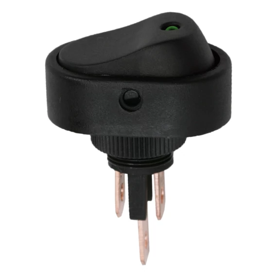 Billenő kapcsoló, 1 áramkör, 20 A - 12 V DC, OFF - ON, zöld LED-del 09047ZOGLOBIZ