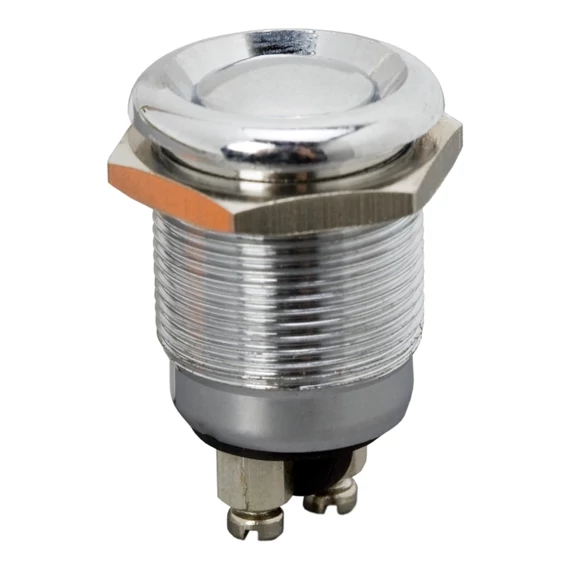 Nyomógomb, 1 áramkör, 2A-250V, OFF-(ON), fém • cseppálló 09078GLOBIZ