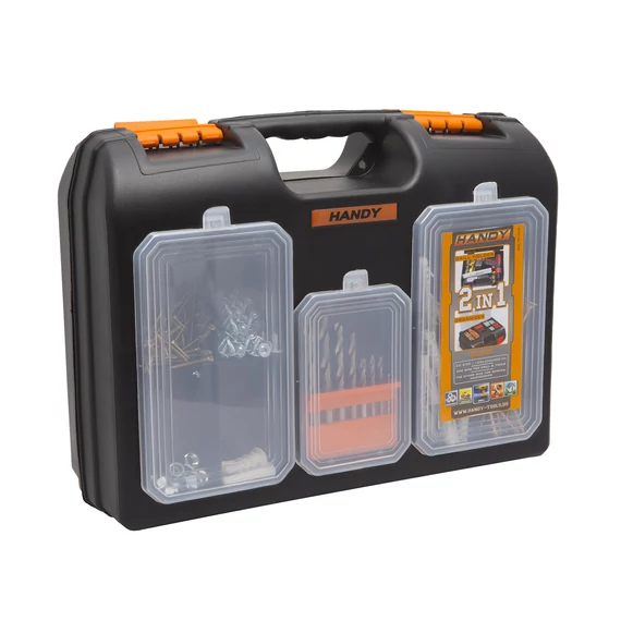 2 az 1-ben fúró + alkatrész tároló műanyag táska<br>15.7" - 400 x 300 x 155 mm 10958 HANDY