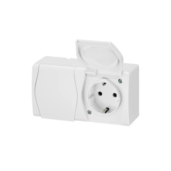 HERMES 2x2p+f kettes dugalj teli fehér fedéllel IP44