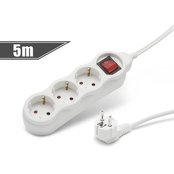 3-as elosztó<br>kapcsolóval<br>250 V • 10 / 16 A<br>5 m 20235 Delight