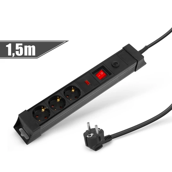 3-as elosztó túlfesz. és túláram elleni védelemmel<br>230 V • 16 A • 1,5 m 20249-3 Delight