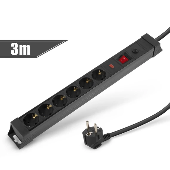 6-os elosztó túlfesz. és túláram elleni védelemmel<br>230 V • 16 A • 3 m 20249 Delight