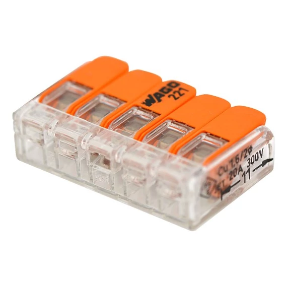 Wago 5-ös oldható vezeték összekötő max. 4 mm2 221-415