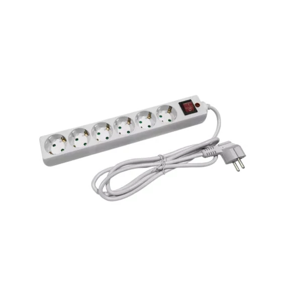 Anco 6-os hálózati asztali elosztó kapcsolóval túlfeszültségvédelemmel 1,4m H05VV-F 3x1,5mm2 321349