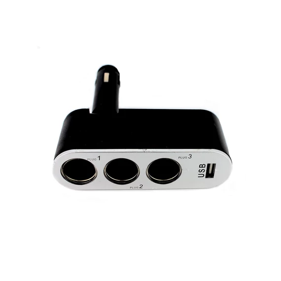 Szivargyújtóaljzatba csatlakoztatható 3-as elosztó + 1A USB csatlakozás 55049 M.N.C.