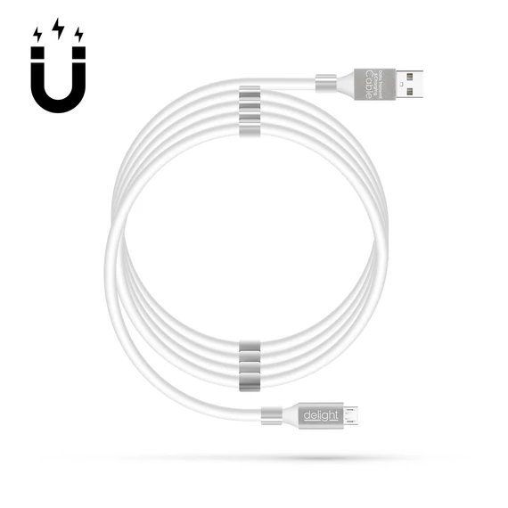 Mágneses adatkábel - MicroUSB - 2A – fehér 55446M-WH Delight