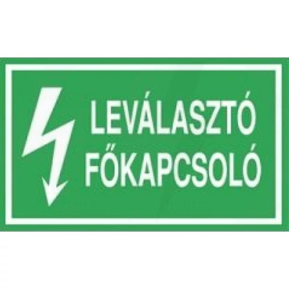 Öntapadó matrica 60x100mm LEVÁLASZTÓ FŐKAPCSOLÓ