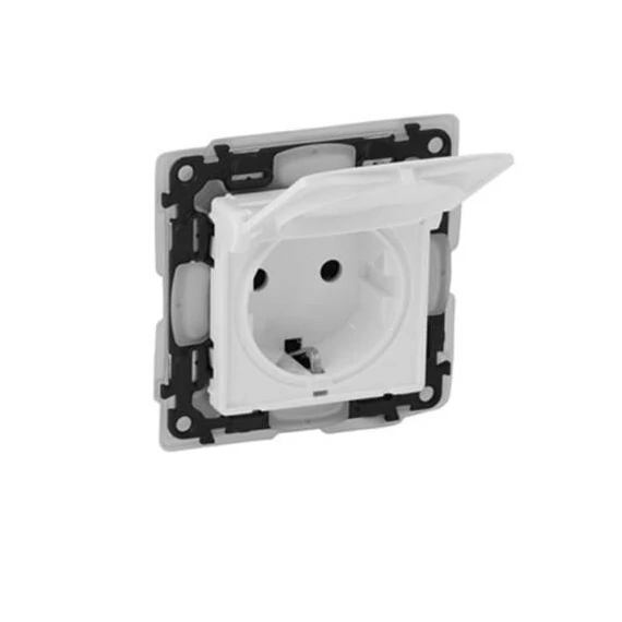 Legrand Valena Life 2p+f dugalj gyermekvédelemmel csapófedéllel ip44 fehér 753119