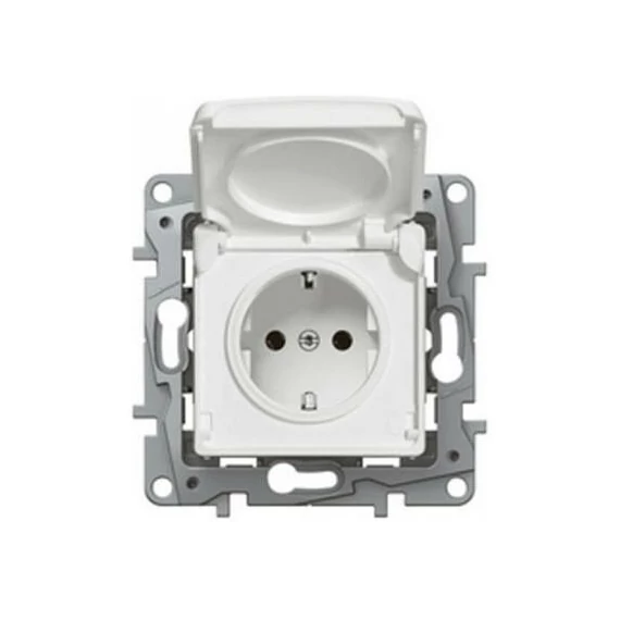 Legrand Niloé 2P+F dugalj csatlakozó aljzat csapfedéllel gyerekvédelemmel körömmel fehér 764532