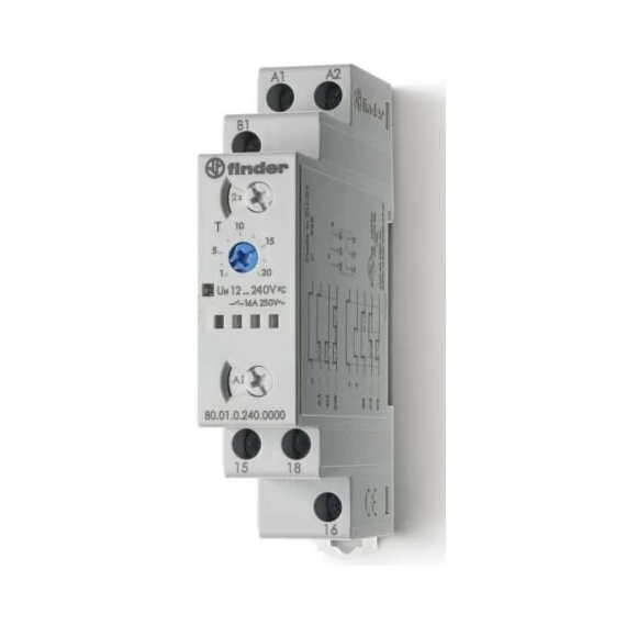 Időrelé univerzális, multifunkciós 12-240V/AC/DC 0,1s-20h 1W Finder 80010240