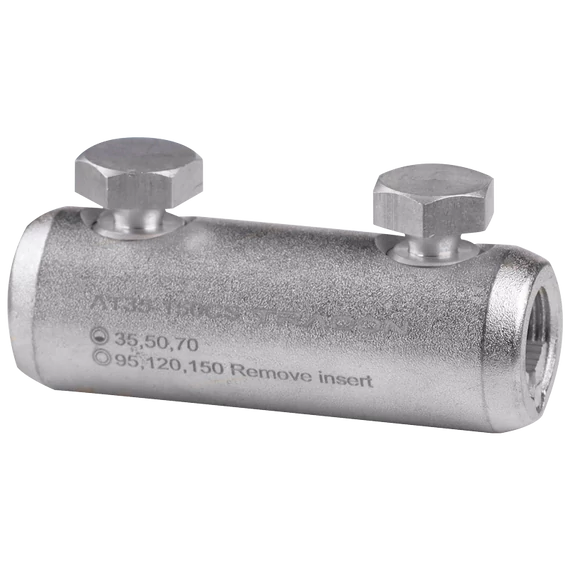 Szakadófejes csavaros alumínium toldóhüvely 35-150mm2, 2xM17 AT35-150CS