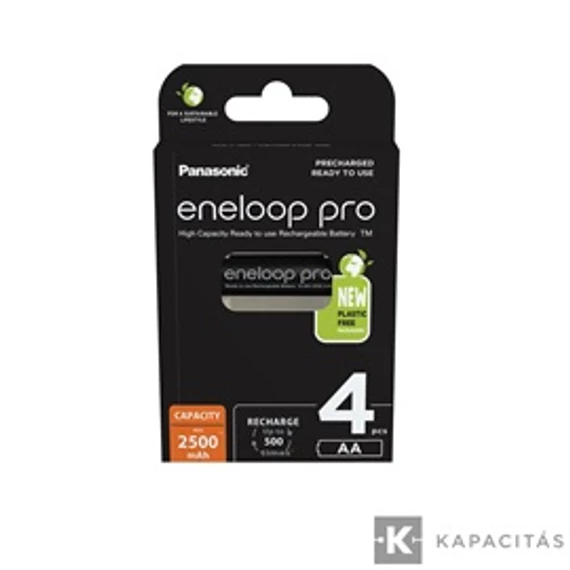 eneloop pro BK-3HCDE/4BE AA/ceruza 2500mAh Ni-MH akkumulátor 4db/csomag; az ár 1db -ra értendő                