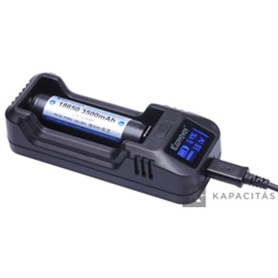 KeepPower LCD akku töltő Li-ion 14500/16340/CR123/18650/26650 cellákhoz CHARGERL1                             