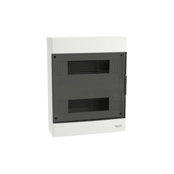 EASY9 EU Kiselosztó, 24 modul, PE+N sínnel, füstszínű ajtóval, falon kívüli EZ9EUC212