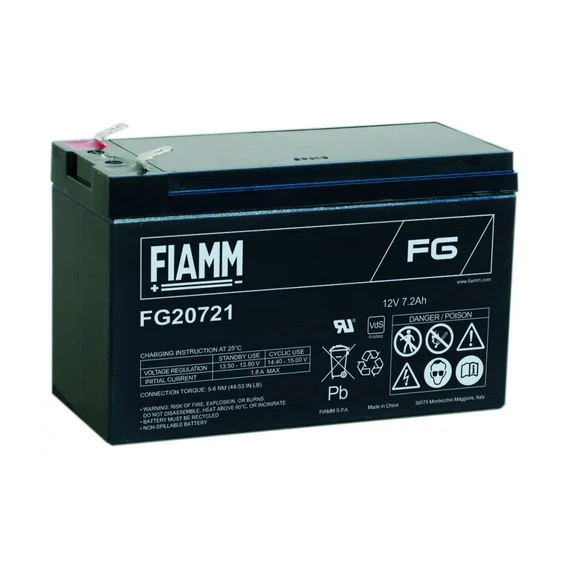 FIAMM FG20721 prémium akkumulátor, 12V/7,2Ah, 2,4 kg, h: 151 sz: 65 m: 95mm                                   