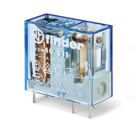 FINDER 40.31.7.024.0000 printrelé, 1 váltóérintkező, 10a, 24v, DC, 1co, lábkiosztás-3,5mm