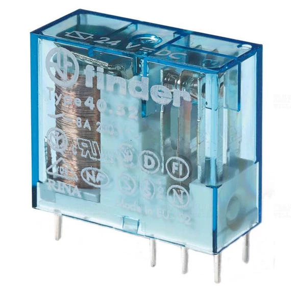 FINDER 40.52.9.012.0000 printrelé 2 váltóérintkező 8a, agni, 12v DC, 2co 5mm lábkiosztás