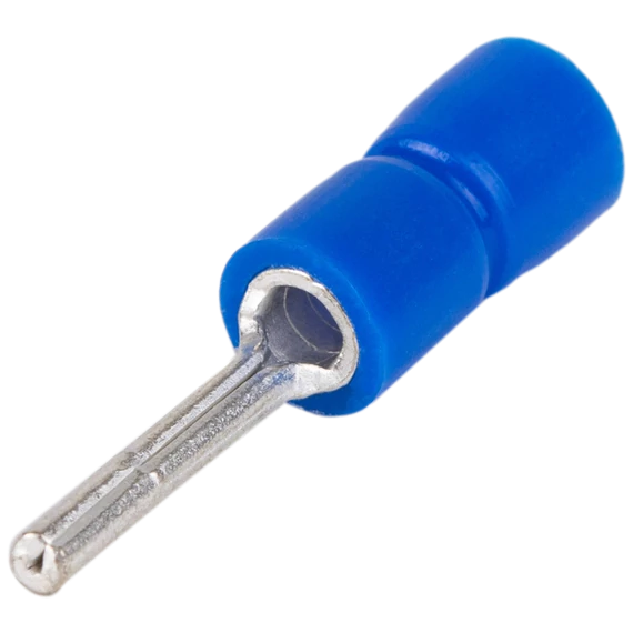 Szigetelt csapos saru, ónozott elektrolitréz, kék 2,5mm2, (l1=12mm, d1=2,3mm), PVC KCS