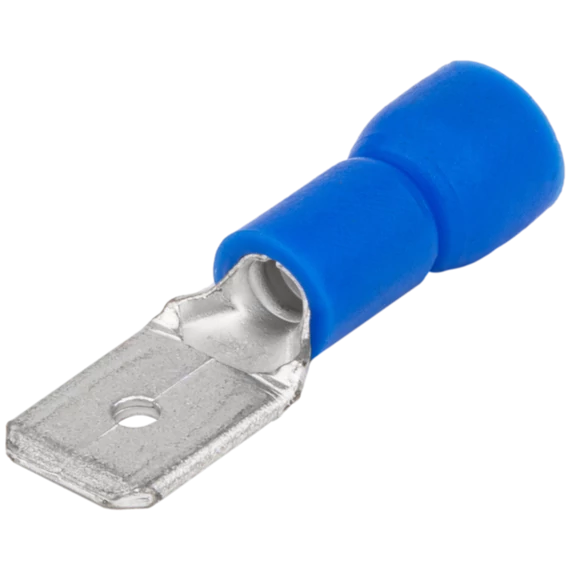 Szigetelt rátolható csatlakozó csap, sárgaréz, kék KCS5