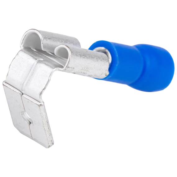 Szigetelt rátolható csatlakozó csap+hüvely, sárgaréz, kék KCSE