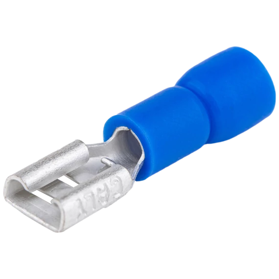 Szigetelt rátolható csatlakozó hüvely, sárgaréz, kék KCSH3