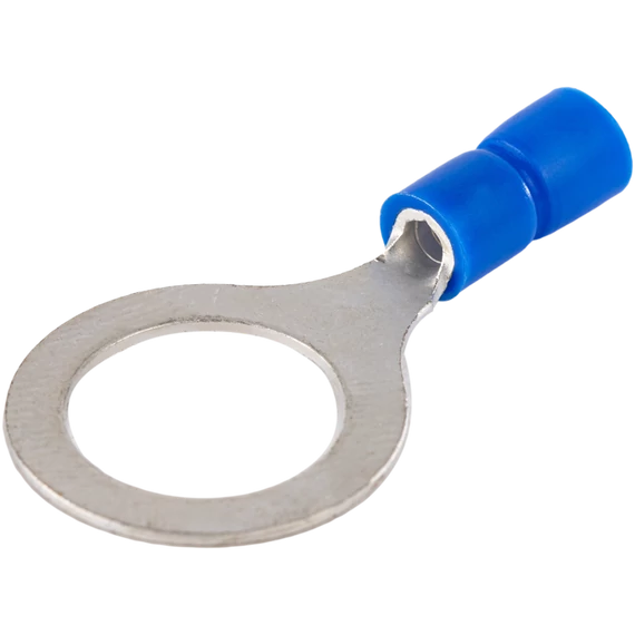 Szigetelt szemes saru, ónozott elektrolitréz, kék 2,5mm2, M12, (d1=2,3mm, d2=13mm), PVC KSZ12