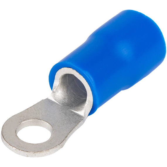 Szigetelt szemes saru, ónozott elektrolitréz, kék 16mm2, M6, (d1=5,8mm, d2=6,4mm), PVC KSZ16-6