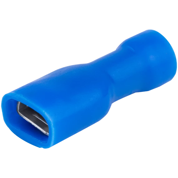 Teljes szigetelésű rátolható csatl. hüvely, sárgaréz, kék KTCSH6