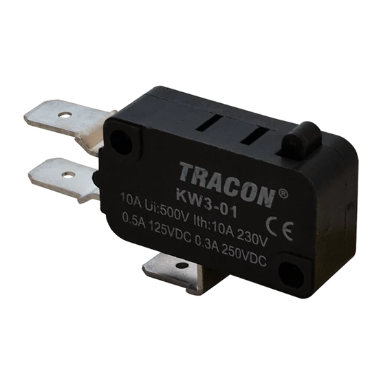 Helyzetkapcsoló, mikro, ütközős 1×CO 10A/230VAC, 0,3A/250VDC, 6,3x0,8 mm, IP00 KW3-01