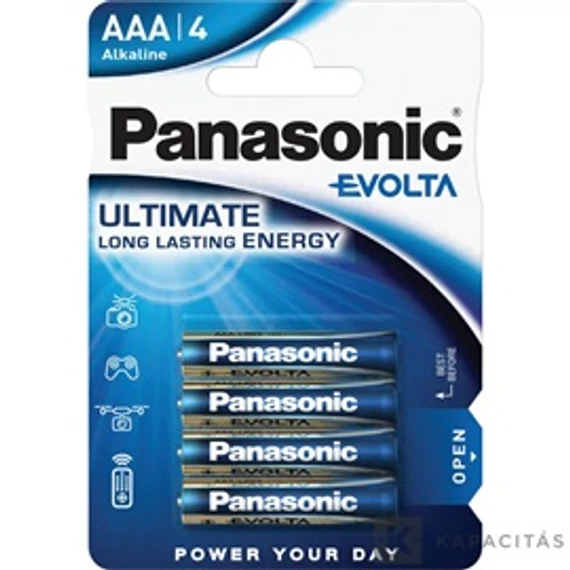 Panasonic EVOLTA LR03EGE/4BP 1.5V AAA/mikro szupertartós alkáli elem 4 db/csomag; az ár 1db -ra értendő       