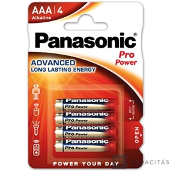Panasonic LR03PPG/4BP 1.5V AAA/mikro tartós alkáli elem 4 db/csomag; az ár 1db -ra értendő                    