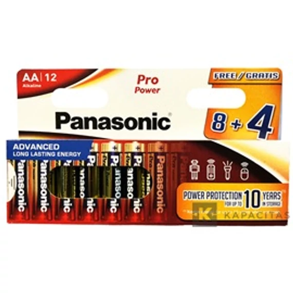 Panasonic LR6PPG/12HH 8+4F SMART 1.5V AA/ceruza tartós alkáli elem 12 db/csomag; az ár 1db -ra értendő        