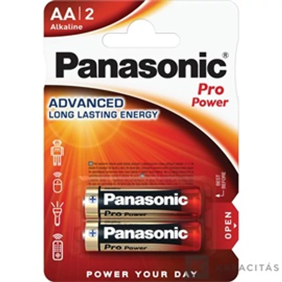 Panasonic LR6PPG/2BP 1.5V AA/ceruza tartós alkáli elem 2 db/csomag; az ár 1db -ra értendő                     