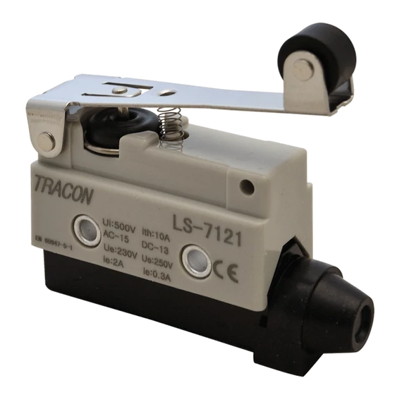 Helyzetkapcsoló, rugószáras-görgős 1xCO, 2A/230V AC-15, 0,3A/250V DC-13, 65mm, IP40 LS7121
