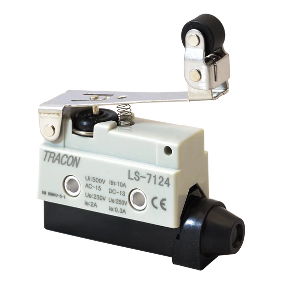 Helyzetkapcsoló, rugószáras-csuklógörgő 1xCO,2A/230V AC-15, 0,3A/250V DC-13, 65mm, IP40 LS7124