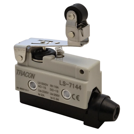 Helyzetkapcsoló, rugószáras-csuklógörgő 1xCO, 2A/230V AC-15, 0,3A/250V DC-13, 47mm, IP40 LS7144